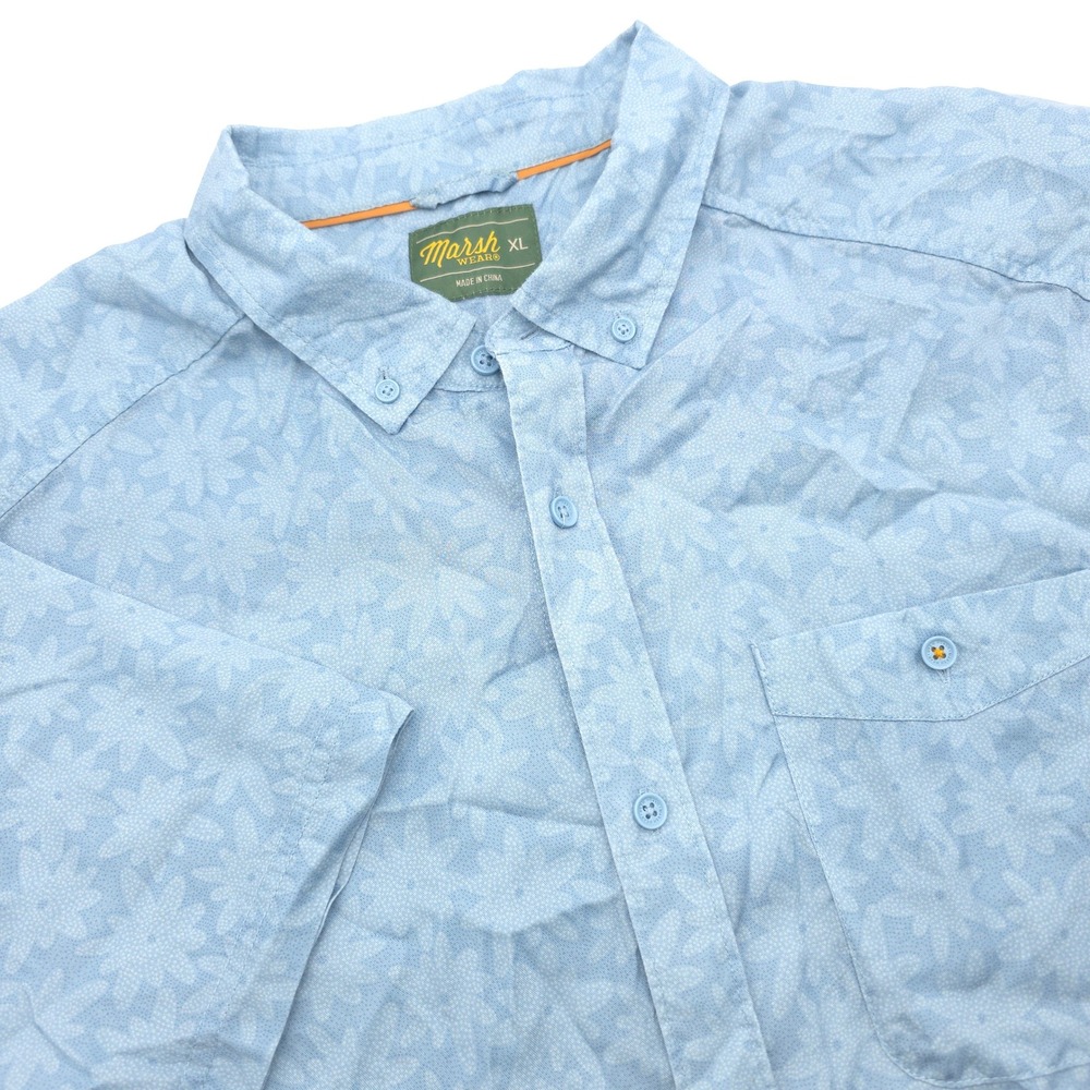 Marsh Wear Mens XL Blue Floral Hagood Short Sleeve Button Down Shirt MWW1021